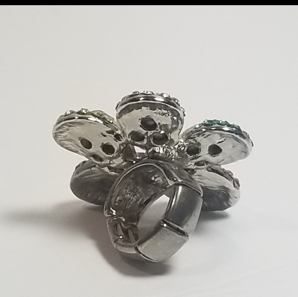 Statement Cocktail Flower Adjustable Rings - image 6